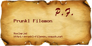 Prunkl Filemon névjegykártya